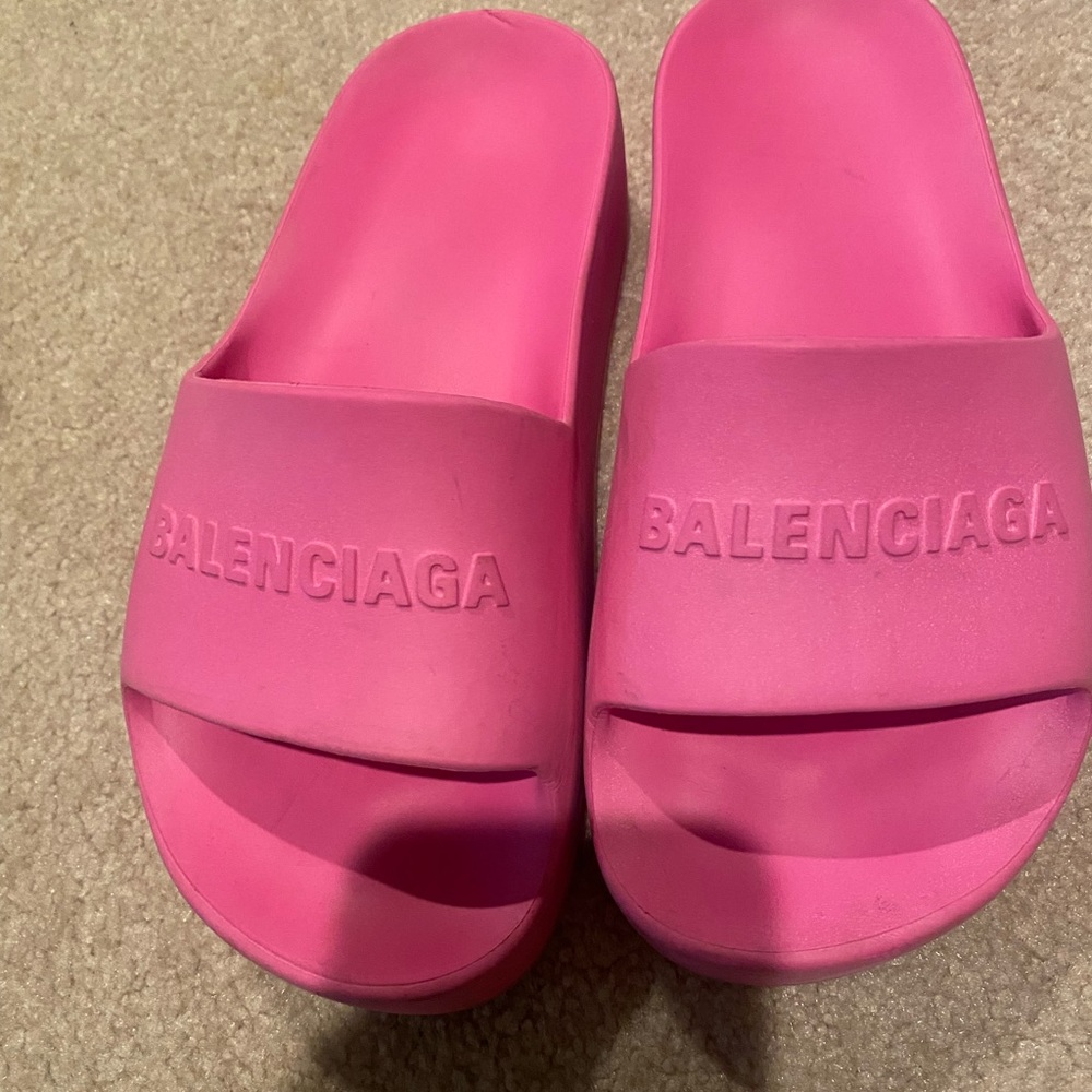 Balenciaga pool slides (wedges) hot pink, sz 7